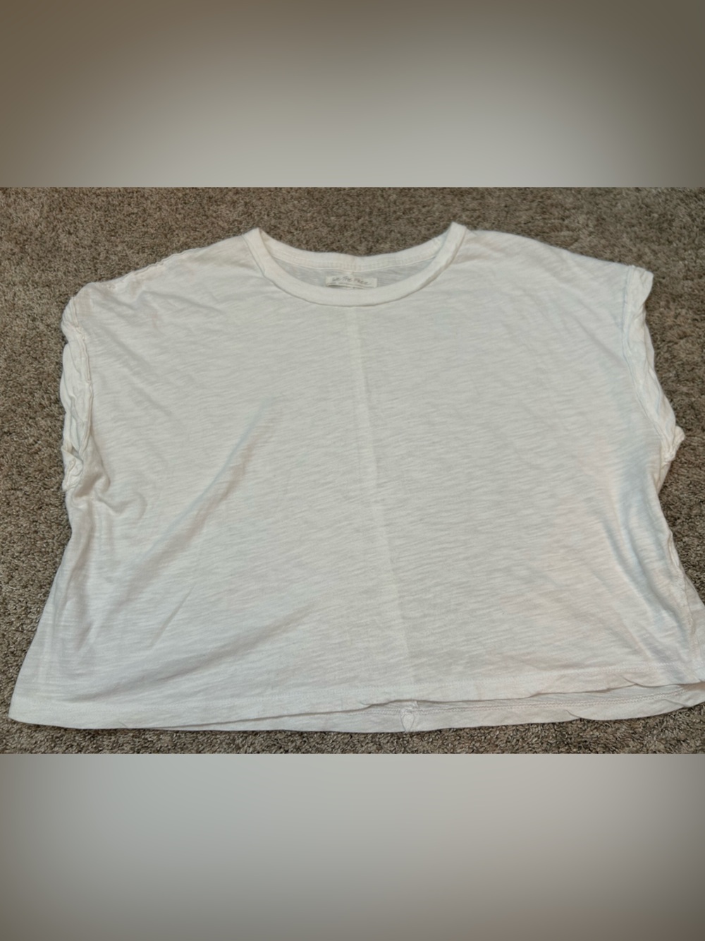Free People We The Free "You Rock" Cropped Slub Boxy Tee - White - Size XS